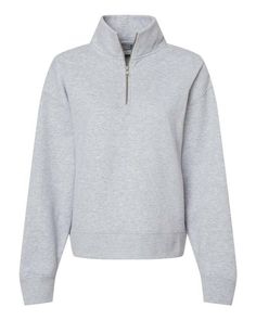 Women's Sueded Fleece Quarter-Zip Sweatshirt - HEATHER GREY - L | MV Sport Women's Sueded Fleece Quarter-Zip Sweatshirt in Heather Grey Size Large | Cotton/Polyester Blend Grey Quarter Zip Outfit, Quarter Zip Sweatshirt Outfit, Quarter Zip Outfit, Grey Quarter Zip, Fleece Quarter Zip, Sweatshirt Outfit, Quarter Zip Sweatshirt, Quarter Zip Pullover, Zip Sweatshirt