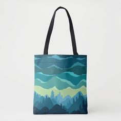 Adventures with Dog Mountains Green Blue Custom Custom Tote Bags, Custom Tote, Blue Green, Created By, Stars, Dogs, Blue