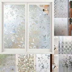 several pictures of frosted glass with flowers and leaves on them in various stages of being displayed