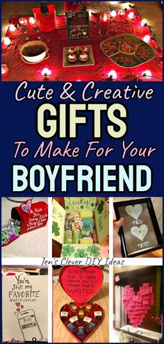 a collage of pictures with the words cute and creative gifts to make for your boyfriend