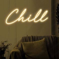 Chill Neon Sign Led Light gold yellow Chill Neon Sign, Chill Apartment Vibes, Chill Apartment, L Aesthetic, Cool Neon Signs, Apartment Vibes, Chill Room, Custom Neon Lights, Acrylic Wall Decor