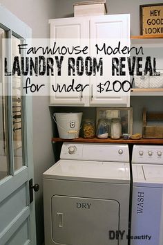 a laundry room reveal for under $ 200