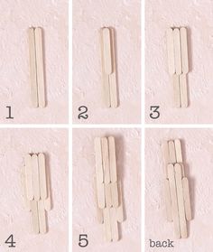 four pictures showing how to make popsicle clothes pins