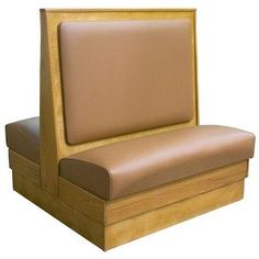 a wooden chair with tan leather upholstered on it's seat and back