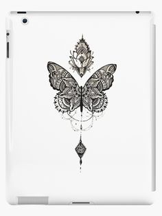 a black and white drawing of a butterfly on a white background ipad case / skin