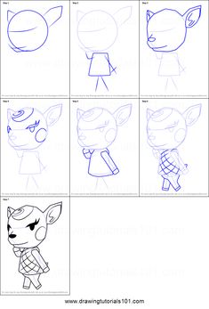 step by step instructions to draw an animal from the cartoon character's face and head