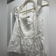 Beautiful Eyelet Top New With Tags Gap Summer Tops, Summer Casual Tops By Gap, Gap Tops For Summer Day Out, Gap Tops For A Summer Day Out, White Gap Tops For Vacation, White Gap Tops For Summer, Gap Sleeveless Summer Tops, Gap Tops For Spring Vacation, White Gap Top For Day Out