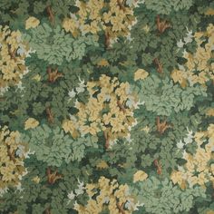 a green and yellow floral pattern on fabric