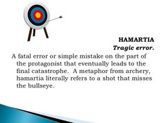 an arrow hitting a target with the caption hamartia tragic error