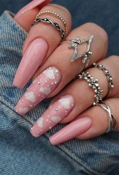 Classy Nail Designs, Shaped Nails, Colorful Nails, Coffin Shape Nails, Ballerina Nails, Pink Acrylic Nails, Nails Coffin