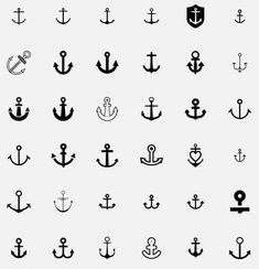 an image of different types of anchors on a white background with black and white colors