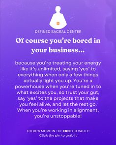 a purple background with the words, if course you're bored in your business