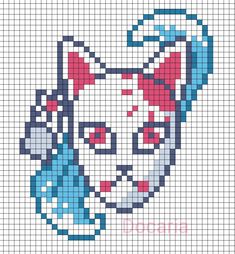 a cross stitch pattern with the image of a clown's face in red, white and blue