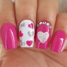 #valentinesday #nails Valentines Day Nails Different Colors, Short Nail Valentines Designs, Diy Valentines Nail Designs, Valentine Nail Designs 2024, Short Valentines Nails Pink, Sns Valentines Day Nails, Elegant Valentine Nails, Sparkly Valentines Nails, January February Nails