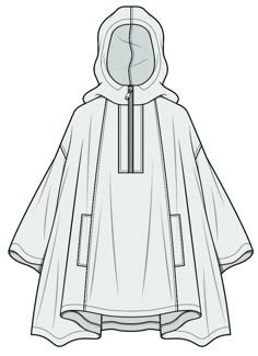 a drawing of a hooded jacket with an attached hood