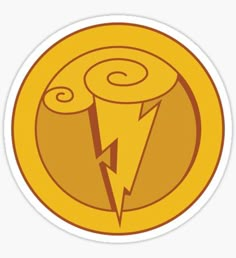 an orange and yellow circle with a lightning bolt in the center