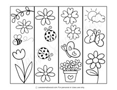 flower bookmarks to color free printable with bee, ladybugs and butterflies Bookmarks To Colour Free Printable, Spring Bookmarks To Color Free Printable, Bookmark Coloring Pages Free Printable, Bookmarks To Color Free Printable, Colorable Bookmarks, To Color Free Printable, Free Printable Bookmarks To Color, Bookmark Coloring Pages, Free Printable Bookmarks Templates