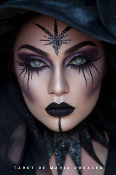 13 Spellbinding Witch Makeup ideas You Need for Halloween 2024 Purple Witch Face Paint, Halloween Goth Makeup Ideas, Fantasy Witch Makeup, Easy Voodoo Witch Makeup, Spooky Witch Makeup, Dark Witch Costume Makeup, Witches Makeup Halloween, Witch Face Makeup, Witchy Makeup Halloween