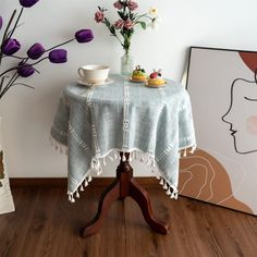 PRICES MAY VARY. TABLE SIZE - Tablecloth size is 24 x 24 inches, table size range: 12" x 12" to 16" x 16", small square tablecloth, end bedside tea table UNIQUE DESIGN - This hollow-carved hemstitched embroidery tablecloth use advanced 3D stereo jacquard technology. Tassel design, hemmed edges and seamless construction EASY CARE - Machine wash in cold water with a gentle detergent.Tumble dry on low heat or lay flat to dry. No bleach. Low temperature ironing as needed HIGH QUALITY - The tableclot Embroidery Tablecloth, Table Top Covers, Linen Table Cloth, Tea Trolley, Acrylic Coffee Table, Wrinkled Clothes, Embroidered Tablecloth, Rectangle Dining Table, Tablecloth Sizes