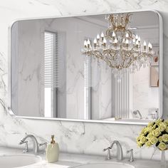 PRICES MAY VARY. Exceptional Quality: Our Silver bathroom vanity mirror is made of 4MM tempered glass, more shatterproof and explosion-proof than ordinary mirrors, making it safer to use. The frame is made of advanced aluminum alloy frame, which is waterproof and rust proof, sturdy Versatile Convenience: Our brushed nickel metal mirror adapts seamlessly to various spaces, from the bathroom to the bedroom, living room, dining room, entrance, and even fireplace. From hotels to hair salons. From household to commercial. You can use it with confidence. It serves as both a practical vanity mirror and a chic decorative accent Easy to install: Our wall mounted bathroom mirror can be installed easily and safely in vertical or horizontal orientations. There is installation instructions on the back Glass Shatter, Dining Room Entrance, Silver Bathroom, Bathroom Wall Mirror, Nickel Bathroom, Brushed Nickel Bathroom, Mirror Silver, Room Entrance, Mirror Wall Bathroom