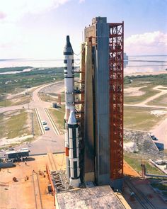 the saturn rocket is being prepared for launch