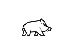 a black and white bear logo on a white background