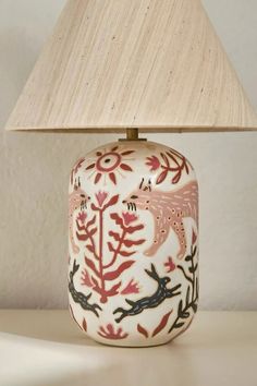 a lamp that is sitting on a table