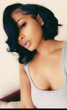 Bob With Layers Around Face, Medium Length Quick Weave, Side Part Bob Weave Sew Ins, Fluffy Bob Black Women, Sewin Bob, Bob Side Part, Natural Hair Bob Cut, Bob Hairstyles For Black Women, Natural Hair Bob