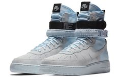 Nike SF Air Force 1 High 'Blue Tint' Blue Tint/Black 864024-402 Blue Cyberpunk, Cyberpunk Shoes, Tech Shoes, Nike Sf Air Force 1, Nike Sf Af1, Nike Sf, Air Force 1 High, Hype Shoes, Sneakers Men Fashion