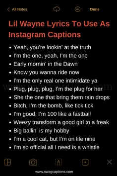 an image of a poem with the words ill wayne lyrics to use as instagram captions