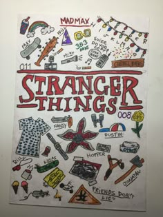 a poster with the words,'strange things'written on it