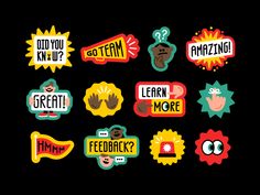 stickers that say do you know? and have different things on them, including speech bubbles