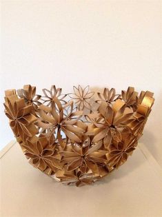 a decorative bowl is sitting on a table