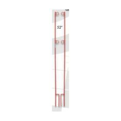 a tall red metal pole on a white background, with the measurements for each piece