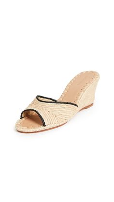 PRICES MAY VARY. Fabric: Raffia Leather sole with rubber heel cap Leather footbed Heel: 3in / 75mm Wedge heel The wedge style of these Carrie Forbes sandals adds height and looks great with casual or dressier outfits. Crafted from durable raffia and finished with a leather footbed, these are sure to be an enduring favorite. Shoes For Outfits, French Snacks, Forbes Women, Buy Less Choose Well, Vegan French, Trend Outfits, Dream Shoe, Footwear Brands, Fashion French