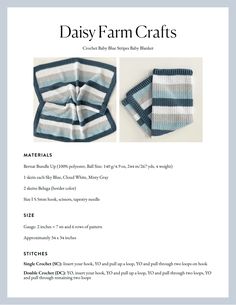 an advertisement for daisy farm crafts, with instructions to knit it and how to use them