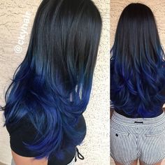 (paid link) Hair Colour - Beauty Products List and Cosmetics & Reviews Blue Mermaid Hair, Black To Blue Ombre, Dark Ombre Hair, Blue Hair Highlights, Black Hair Ombre, Best Ombre Hair, Blond Ombre, Blue Black Hair