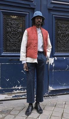 Unique Men Style, Eclectic Grandpa Mens Fashion, Eclectic Grandpa Style, Americana Style Fashion, Layering Outfits Men, Fisherman Aesthetic, Black Men Fashion