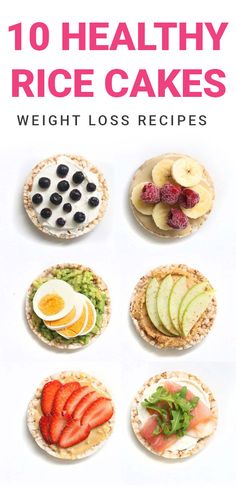 the top ten healthy rice cakes with fruits and vegetables on them, including apples, strawberries