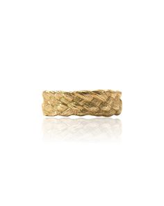 Gold Ring - Inspired by the flaxen braids in many of Sandro Botticellis paintings, this 14k wide-braided ring began with a 5-strand braid of acrylic hair that was molded and cast in 14k gold to capture the texture and shape of a real plait of hair wrapped around the finger. Features a matte gold finish, its perfect for solo wear or in addition to any ring stack and available in half sizes 412. Sandro Botticelli Paintings, Botticelli Paintings, Five Strand Braids, 5 Strand Braids, Textured Gold Ring, Strand Braid, Braided Ring, Palm Sunday, Ring Stack