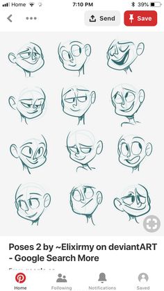 an iphone screen with various cartoon faces drawn on it