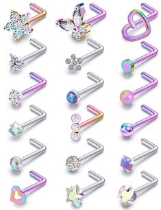 PRICES MAY VARY. ❥Nose rings l shaped 2.5mm Nose Rings Studs: 18Pcs, 20g nose studs. ❥Nose Piercings size: Bar Thickness：0.8mm(20g) ，Nose Rings Wearable length: 6-7mm, Top Size:2.5mm-6mm. ❥Hypoallergic Materials: Made with Surgical grade 316L stainless steel (Comfort and safety to wear, Smooth is Non toxic and Non Allergic) Does not fade and can be worn for a long time. ❥Used：Nose Rings,Nose studs,Nose piercing jewelry For Women men! These Nose Rings can Make You more Fashionable and Bring Fun t Round Internally Threaded Nose Rings For Gifts, Internally Threaded Round Nose Rings As Gift, Hypoallergenic Nose Studs For Gift, Heart Nose Ring, Heart Nose Rings, L Shaped Nose Ring, Business Vision, Nose Piercings, Nose Piercing Jewelry