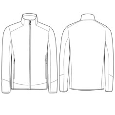 the front and back views of a men's jacket, with zippers on each side