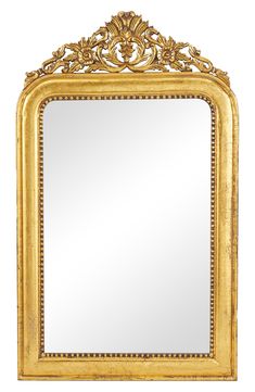 an ornate gold framed mirror on a white background