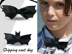 "🌹 Faux leather bat bow tie for whether you're getting ready for Halloween or simply enjoying the gothic style.    Bat bows add a touch of mystery to any outfit. 🌹Our bat bowties are crafted from faux leather.      It is a single-layered pinch bow in a striking bat silhouette.     Approx 6.75 inches/ 17 cm width and about 3.5 inches/9 cm height.     Attached to an adjustable strap with a Non-Scratch Velcro Fastening to a maximum of 24 inches. So it is very easy to wear. 🌹Perfect for Halloween Bat Bow, Bat Silhouette, Wedding Tie, Gothic Accessories, Black Bat, Gothic Wedding, Wedding Ties, Gothic Style, Tie Accessories