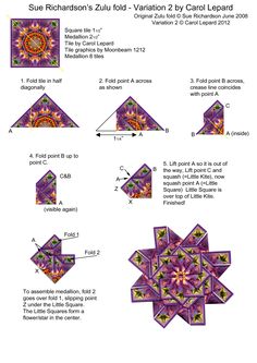 the instructions for how to make an origami star with different shapes and sizes