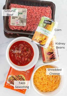 the ingredients to make an enchilada casserole