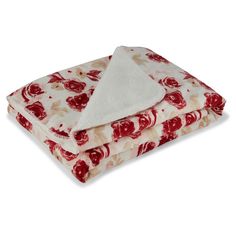 two red and white blankets folded on top of each other