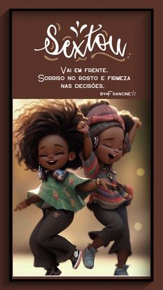 two children are dancing together with the caption sextau written in spanish and english