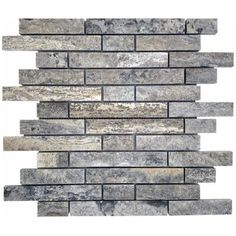 a stone tile wall with grey and white colors